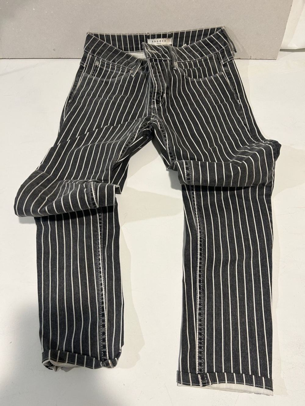 Black Pinstripe Skinny Jeans for Women